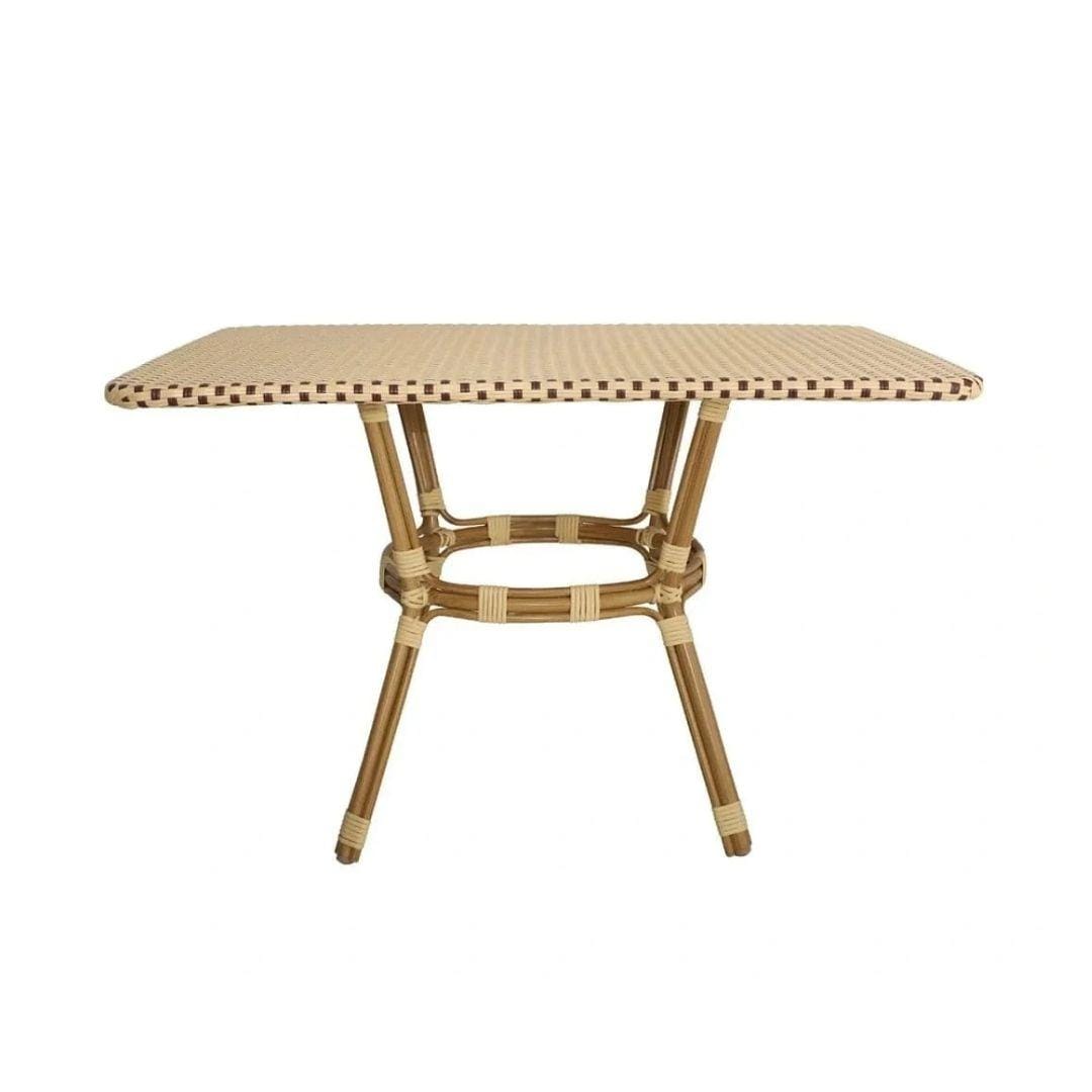 Toulouse Beige on Maroon French Bistro Set with 48"x36" Table and 2 Benches FBK-BM-4836X2B