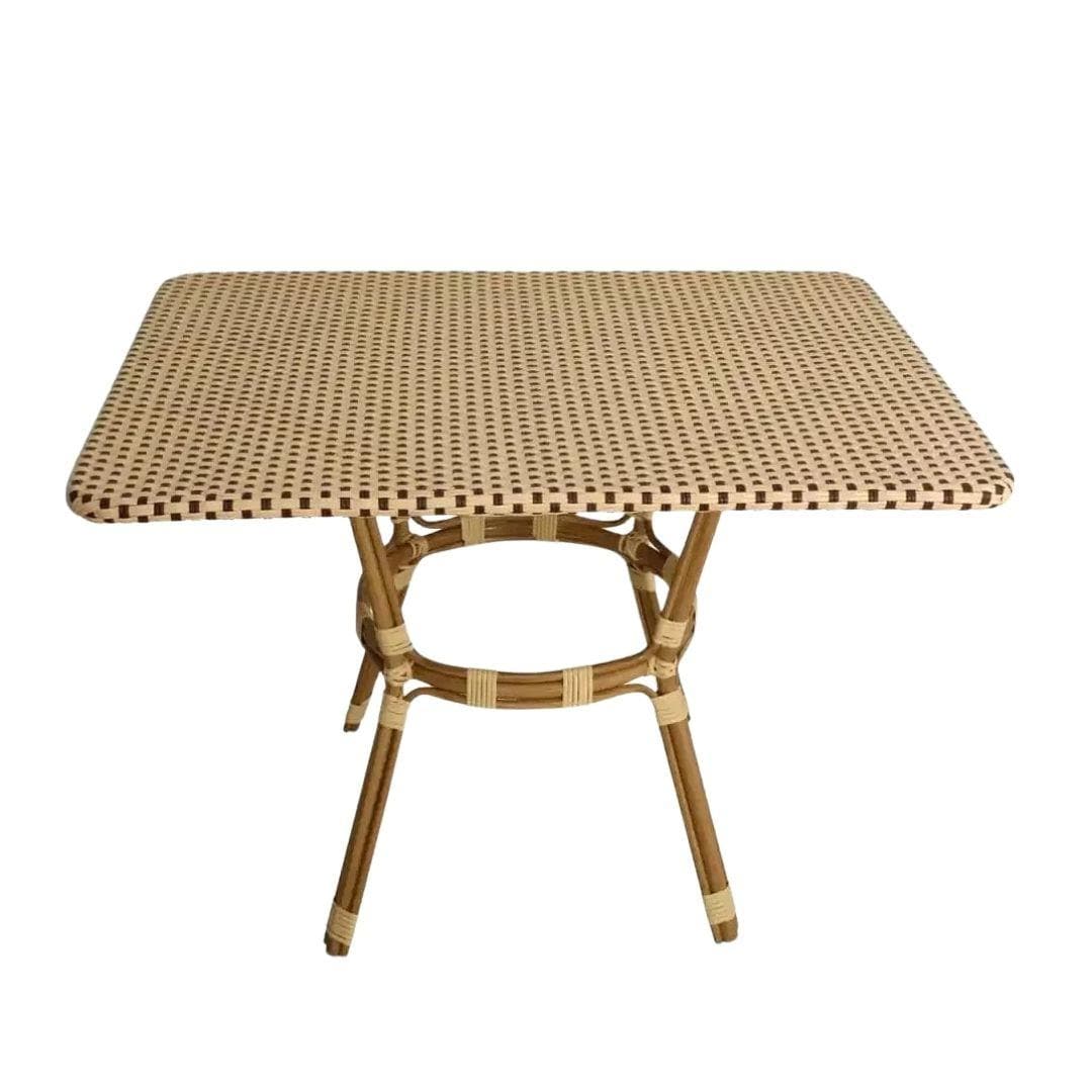 Toulouse Beige on Maroon French Bistro Set with 48"x36" Table and 2 Benches FBK-BM-4836X2B