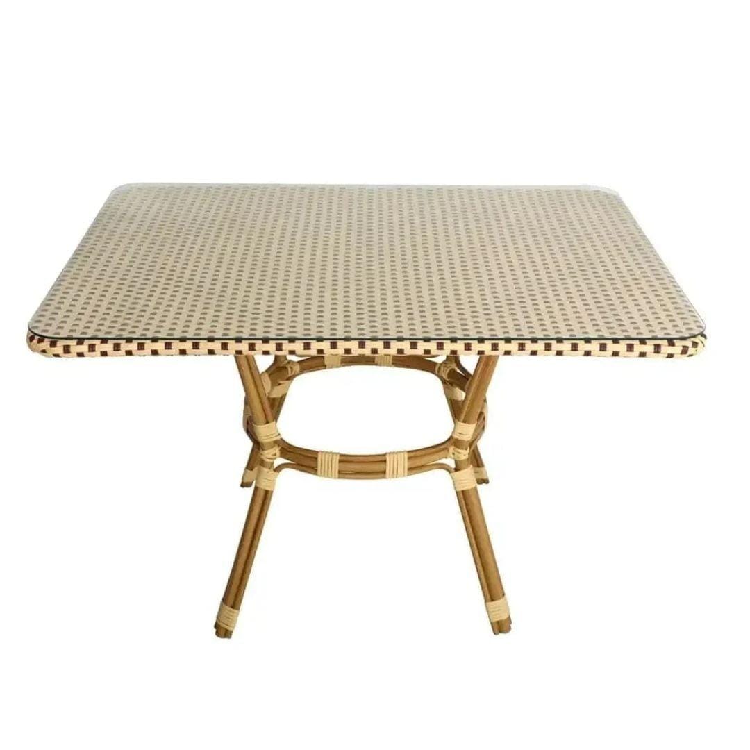 Toulouse Beige on Maroon French Bistro Set with 48"x36" Table and 2 Benches FBK-BM-4836X2B