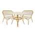 Toulouse White on Beige French Bistro Set with 48"x36" Table and 2 Benches FBK-WB-4836X2B