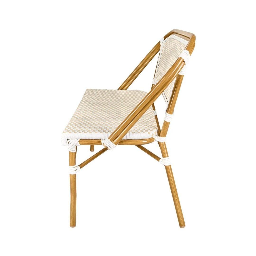 Toulouse White on Beige French Bistro Set with 48"x36" Table and 2 Benches FBK-WB-4836X2B