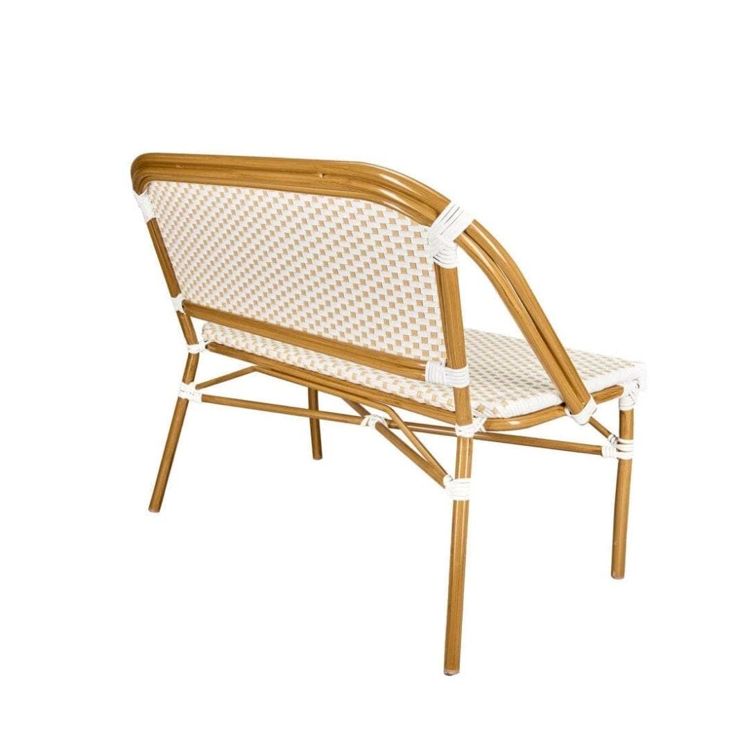 Toulouse White on Beige French Bistro Set with 48"x36" Table and 2 Benches FBK-WB-4836X2B