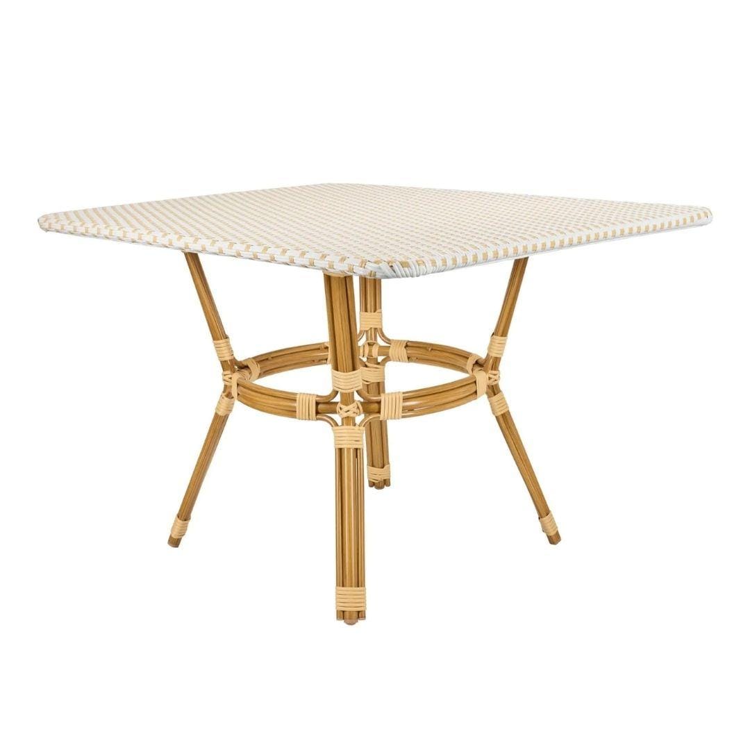 Toulouse White on Beige French Bistro Set with 48"x36" Table and 2 Benches FBK-WB-4836X2B