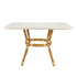 Toulouse White on Beige French Bistro Set with 48"x36" Table and 2 Benches FBK-WB-4836X2B