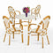 Toulouse White and Beige French Bistro Set Includes 40" Table and 4 Chairs with Arms FBK-WB-AWB4-AX