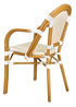 Toulouse White and Beige French Bistro Set Includes 40" Table and 4 Chairs with Arms FBK-WB-AWB4-AX