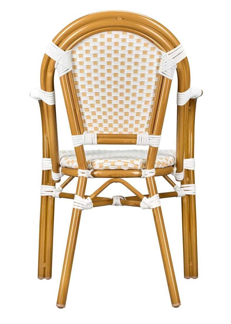 Toulouse White and Beige French Bistro Set Includes 40" Table and 4 Chairs with Arms FBK-WB-AWB4-AX