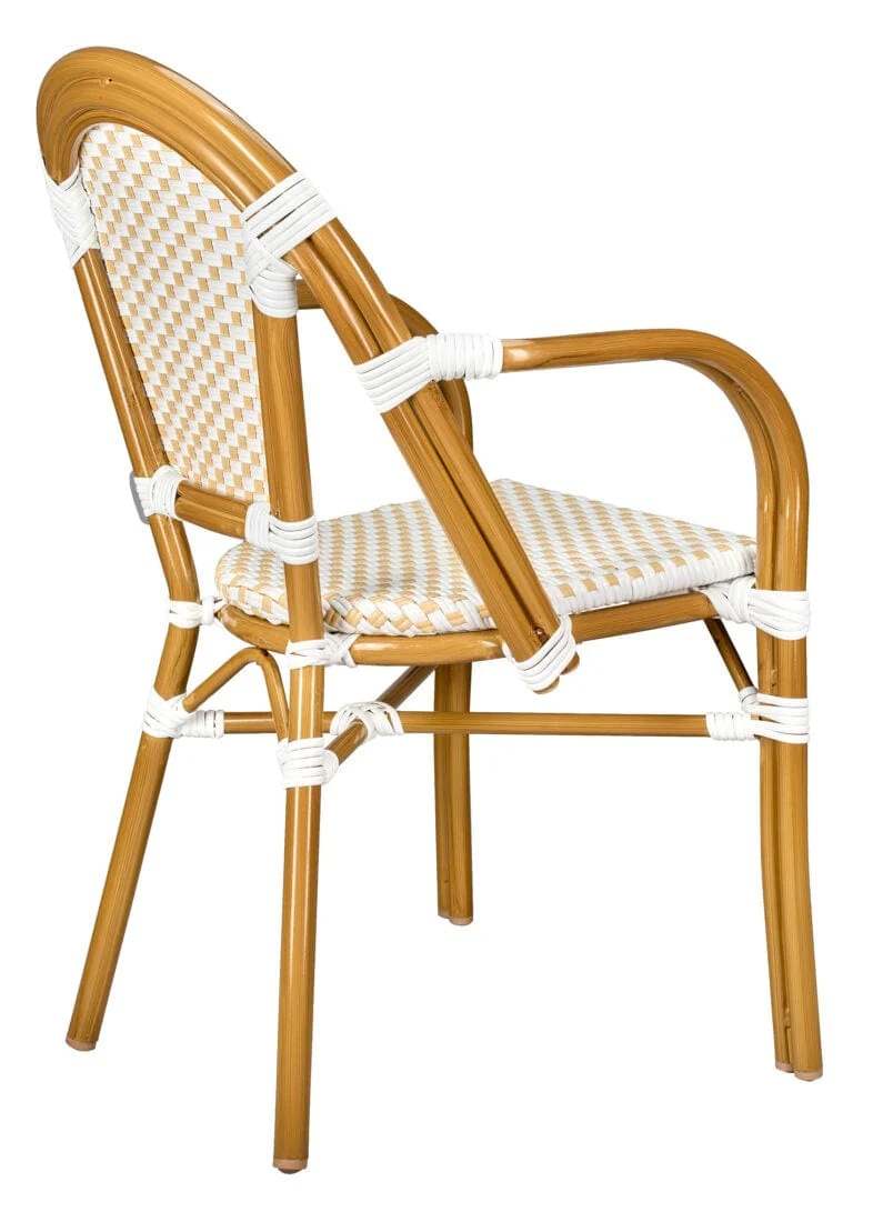 Toulouse White and Beige French Bistro Set Includes 40" Table and 4 Chairs with Arms FBK-WB-AWB4-AX