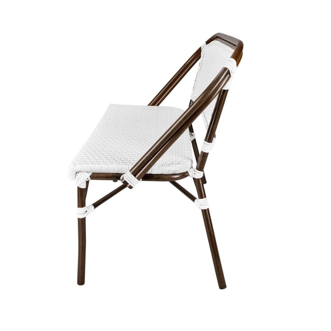 Toulouse White on White French Bistro Set with 48"x36" Table and 2 Benches FBK-WWD-4836X2B