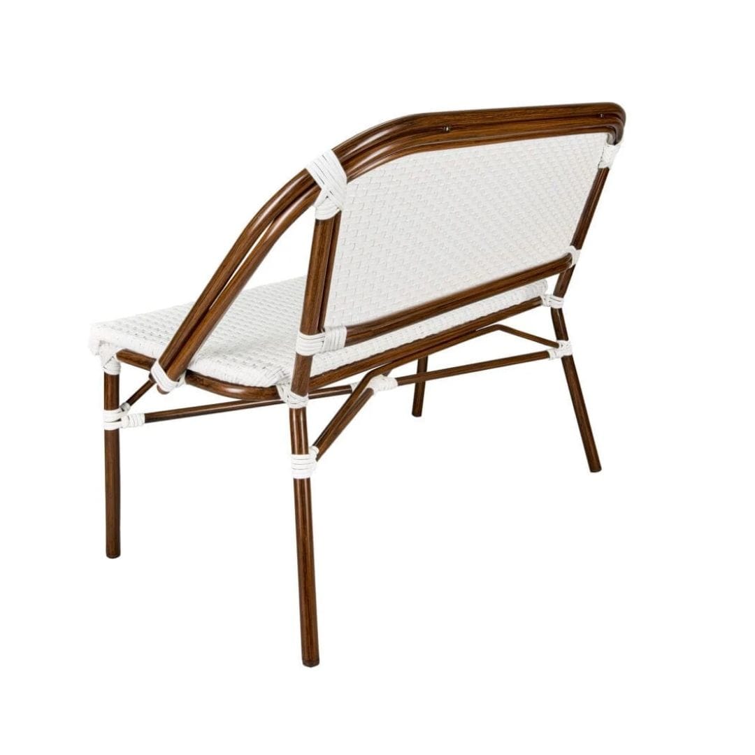 Toulouse White on White French Bistro Set with 48"x36" Table and 2 Benches FBK-WWD-4836X2B