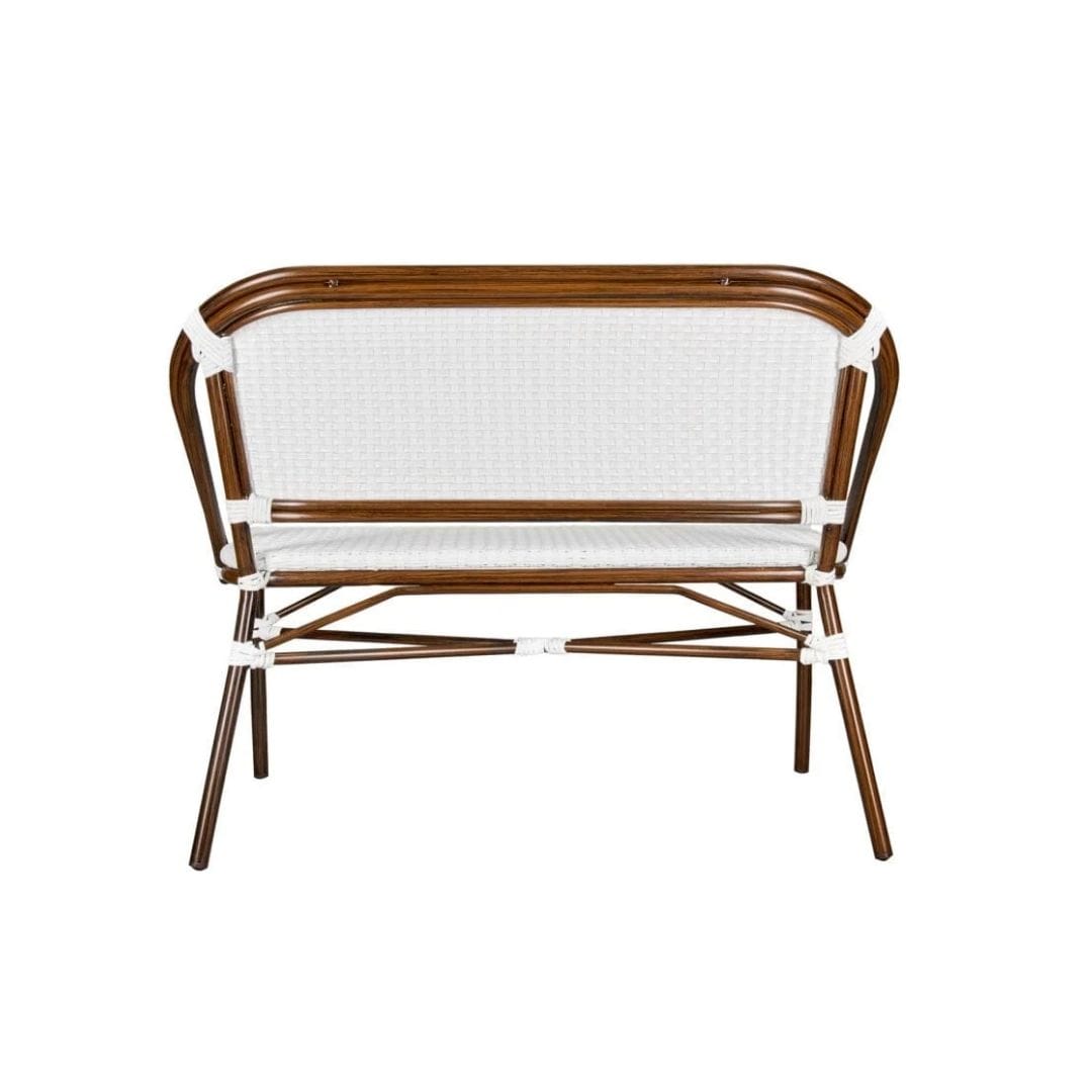 Toulouse White on White French Bistro Set with 48"x36" Table and 2 Benches FBK-WWD-4836X2B