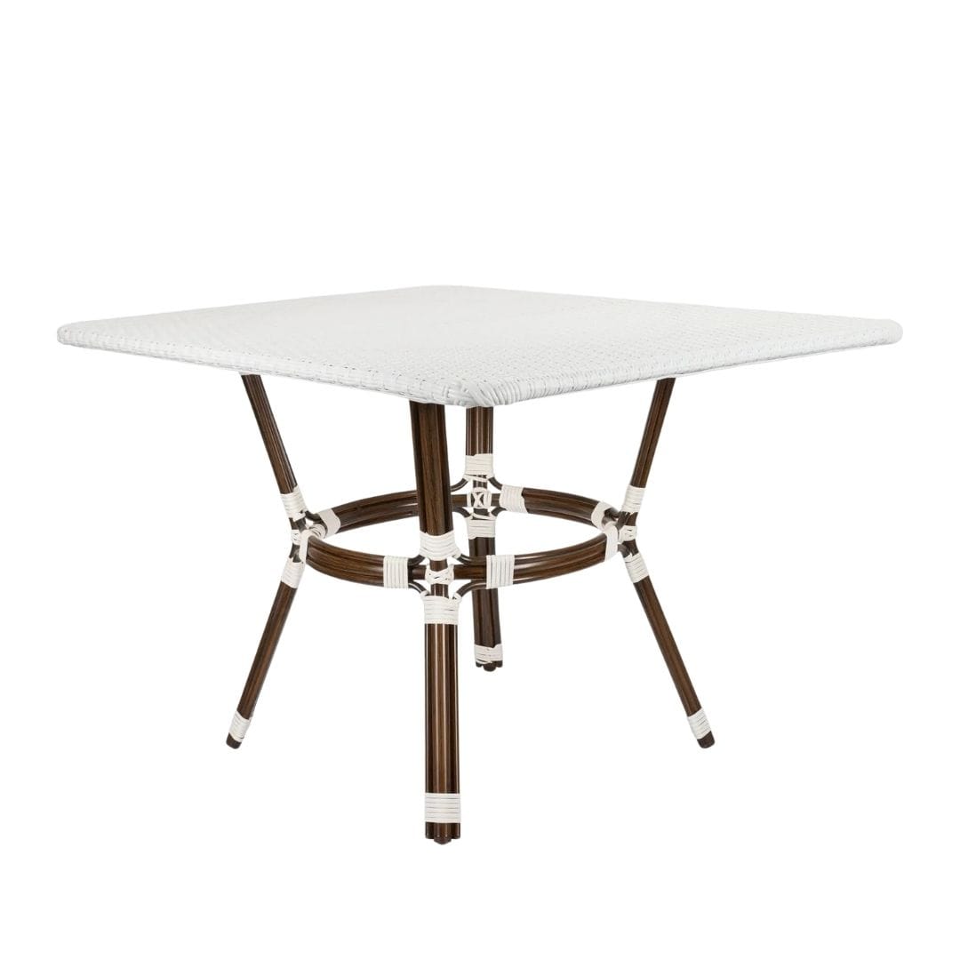 Toulouse White on White French Bistro Set with 48"x36" Table and 2 Benches FBK-WWD-4836X2B