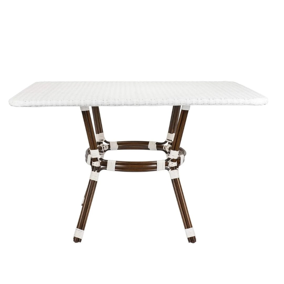 Toulouse White on White French Bistro Set with 48"x36" Table and 2 Benches FBK-WWD-4836X2B