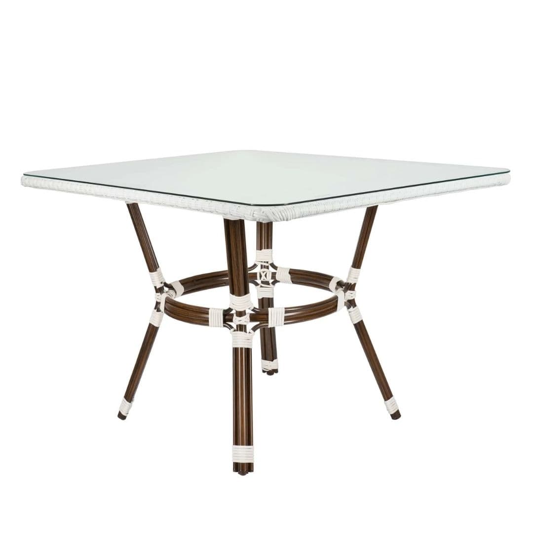 Toulouse White on White French Bistro Set with 48"x36" Table and 2 Benches FBK-WWD-4836X2B