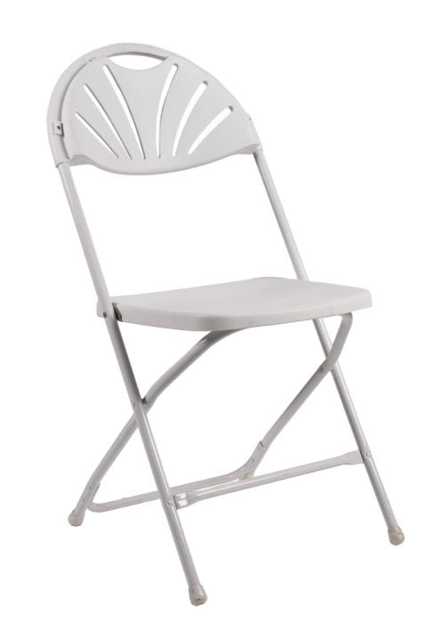 Chivari White Fan Back Folding Chair (Steel-Poly Chair) CFPW-FAN-CX-T