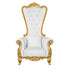 Chivari Throne Chair Wood Gold Frame White Vinyl Cushions CTWGW-ZG-T