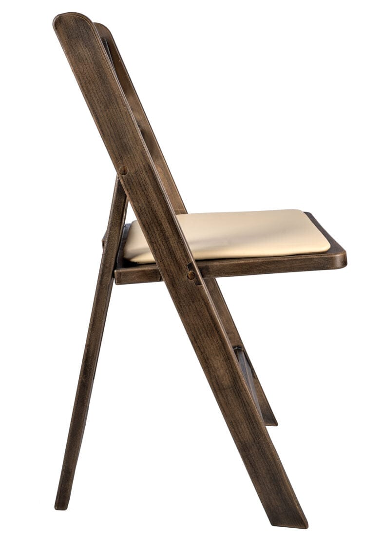 Chivari Fruitwood Resin WoodGrain™ Folding Chair with Tan Cushion CFRFB-I-AX-T