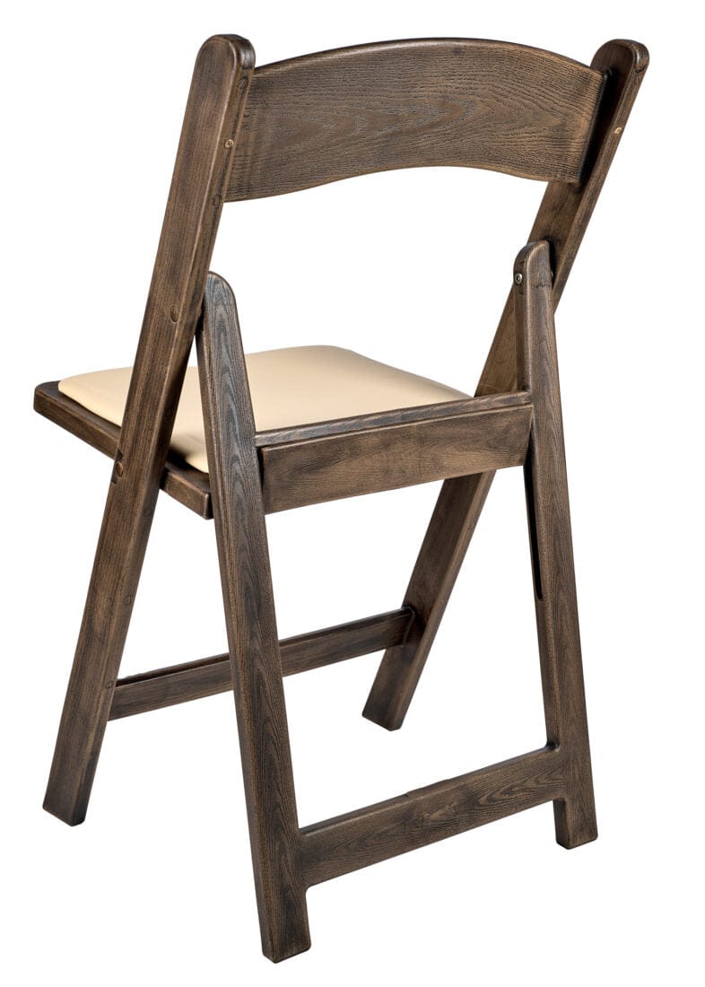 Chivari Fruitwood Resin WoodGrain™ Folding Chair with Tan Cushion CFRFB-I-AX-T