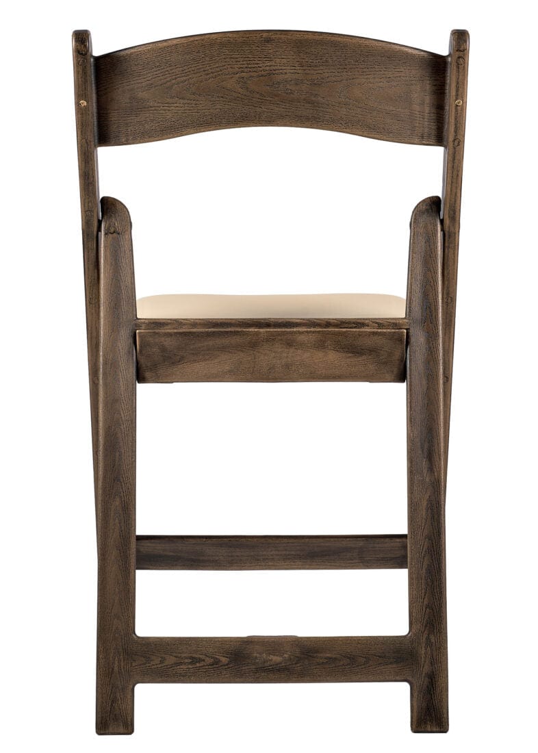 Chivari Fruitwood Resin WoodGrain™ Folding Chair with Tan Cushion CFRFB-I-AX-T