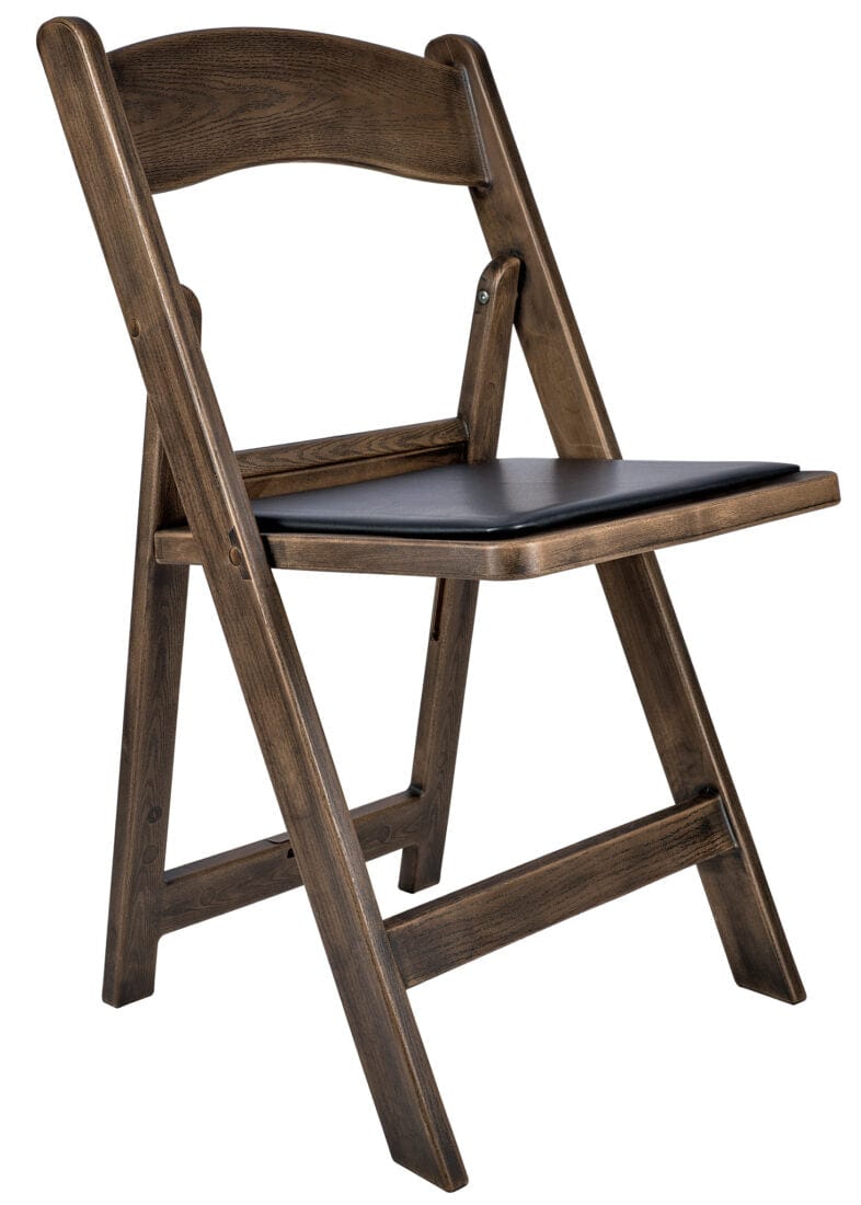 Chivari Fruitwood Resin WoodGrain™ Folding Chair with Black Cushion CFRFB-B-AX-T