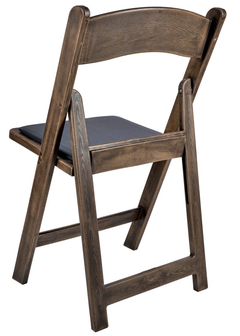 Chivari Fruitwood Resin WoodGrain™ Folding Chair with Black Cushion CFRFB-B-AX-T