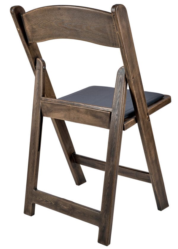 Chivari Fruitwood WoodGrain™ Resin Steel Skeleton™ Folding Chair with Black Seat CFRFB-ST-A