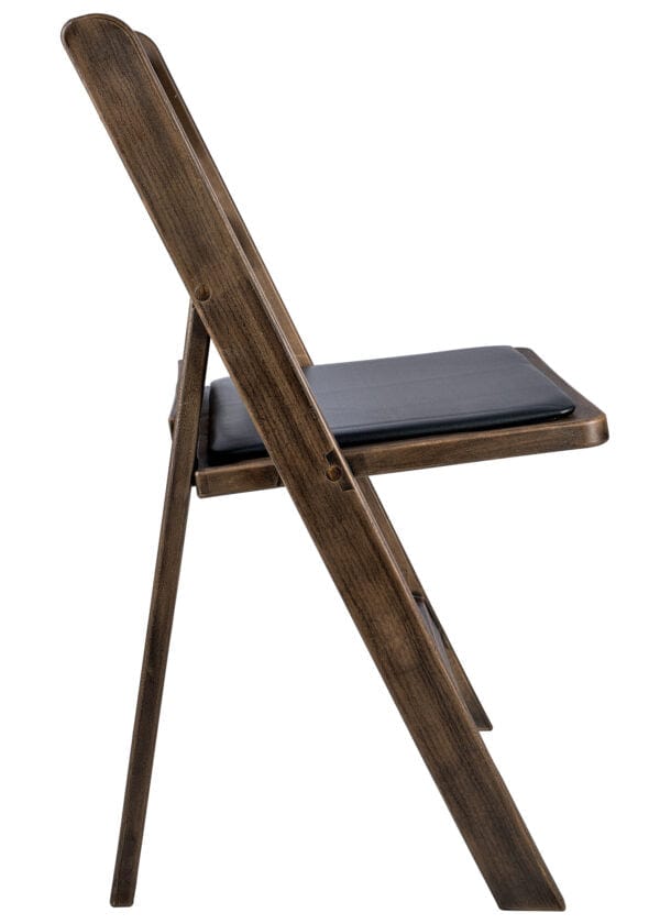 Chivari Fruitwood WoodGrain™ Resin Steel Skeleton™ Folding Chair with Black Seat CFRFB-ST-A