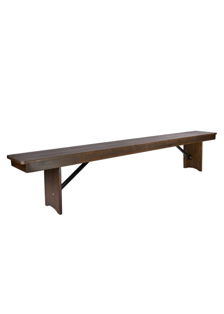 Chivari Fruitwood 8 Foot (96" x 12") Rectangle Farmhouse Table Bench TFARM-BENCH-9612-FRTWD-AX-T