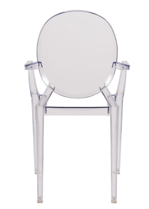 Chivari Clear Resin Oval Back Louis Ghost Chair with Arms CGRLC-ZG-T