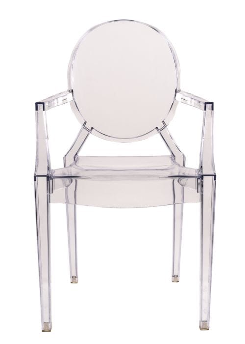 Chivari Clear Resin Oval Back Louis Ghost Chair with Arms CGRLC-ZG-T