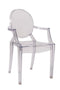 Chivari Clear Resin Oval Back Louis Ghost Chair with Arms CGRLC-ZG-T