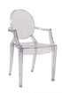 Chivari Clear Resin Oval Back Louis Ghost Chair with Arms CGRLC-ZG-T