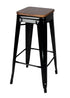 Chivari Black Hi Gloss Tolix Style Metal Stool BTMB-AX-T