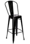 Chivari Black Hi Gloss Tolix Style Metal Barstool with Back BTBMB-AX-T