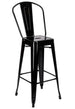 Chivari Black Hi Gloss Tolix Style Metal Barstool with Back BTBMB-AX-T