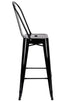 Chivari Black Hi Gloss Tolix Style Metal Barstool with Back BTBMB-AX-T