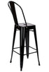 Chivari Black Hi Gloss Tolix Style Metal Barstool with Back BTBMB-AX-T