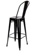 Chivari Black Hi Gloss Tolix Style Metal Barstool with Back BTBMB-AX-T