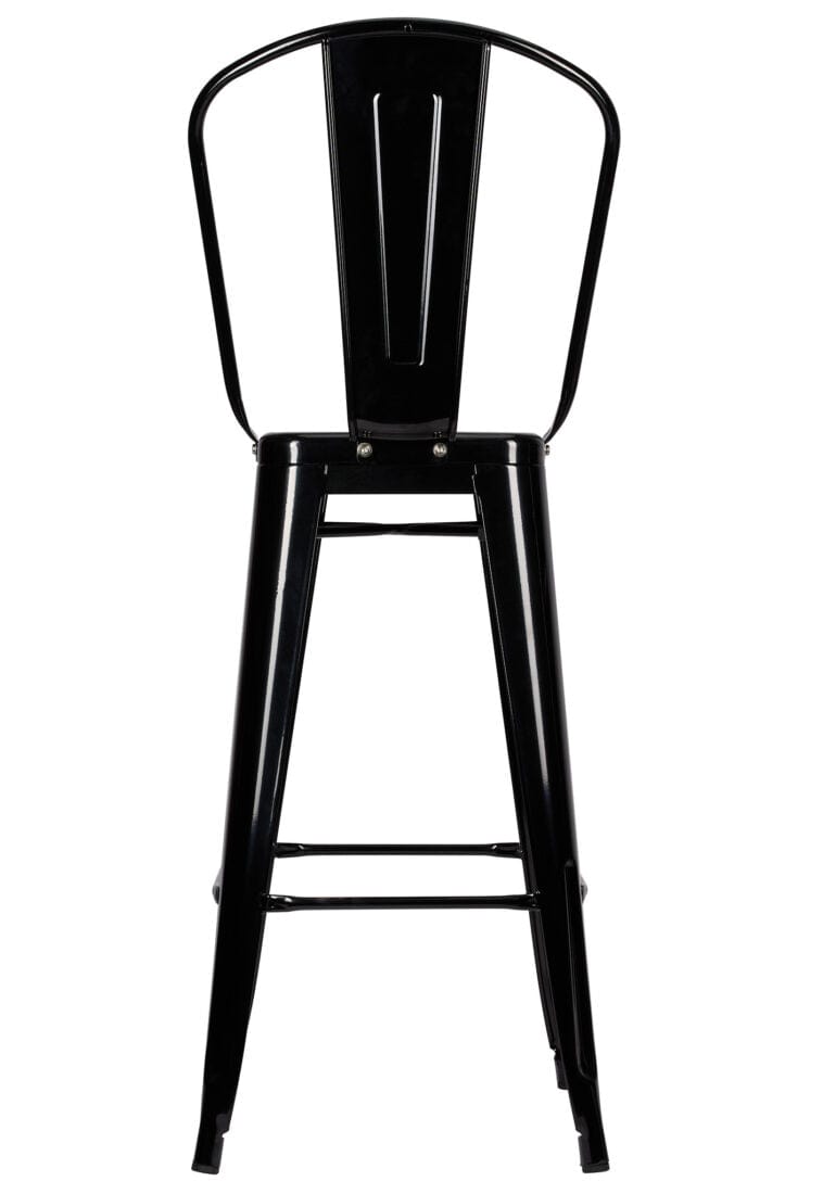 Chivari Black Hi Gloss Tolix Style Metal Barstool with Back BTBMB-AX-T