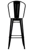 Chivari Black Hi Gloss Tolix Style Metal Barstool with Back BTBMB-AX-T