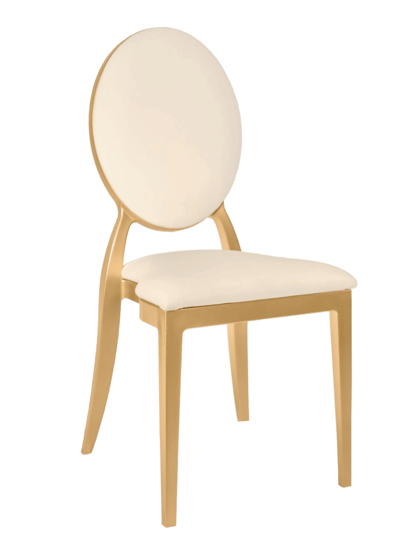 Gold Resin OZ Chair with Ivory Vinyl Seat and Removable Ivory Vinyl Back COZRGIVYIVY-ZG-T