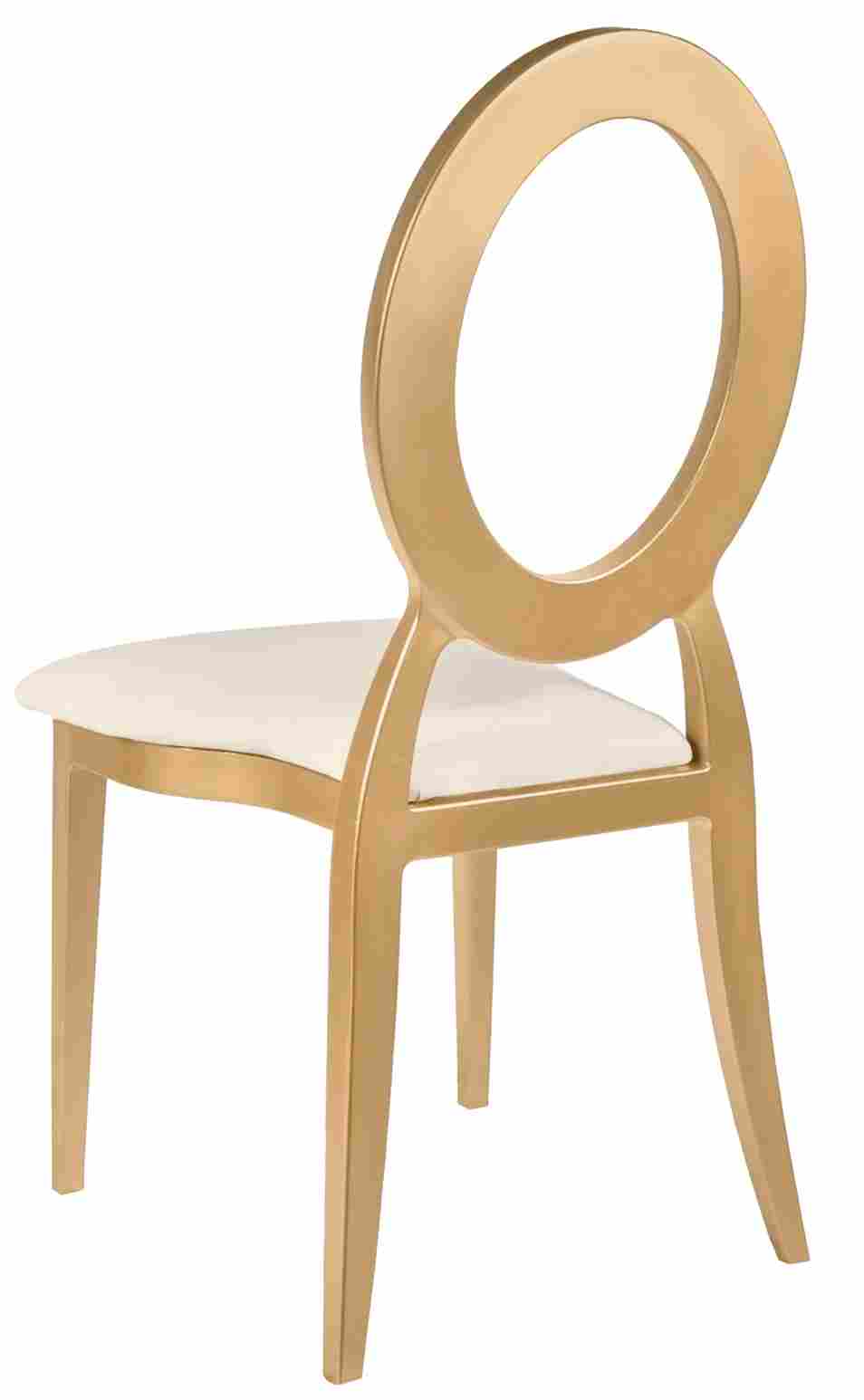 Chivari Gold Resin OZ Chair with Ivory Vinyl Seat and Removable Ivory Vinyl Back COZRGIVYIVY-ZG-T