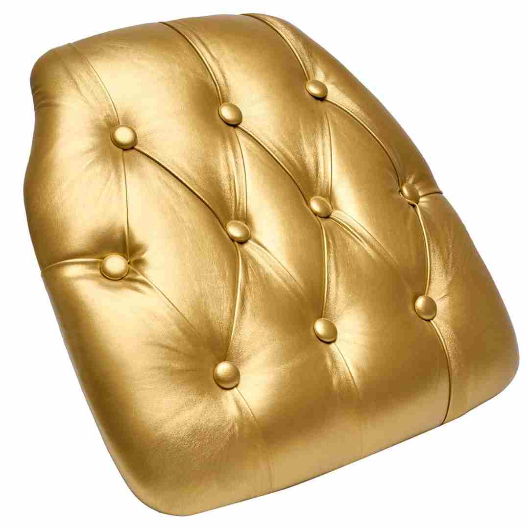 Chivari Gold 1.75" Thick Vinyl Tufted Panel Chiavari Chair Cushion CUSHPANVINTUFTGLD-AX-T