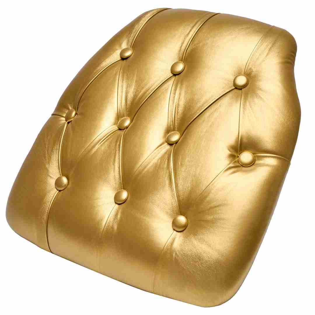 Chivari Gold 1.75" Thick Vinyl Tufted Panel Chiavari Chair Cushion CUSHPANVINTUFTGLD-AX-T