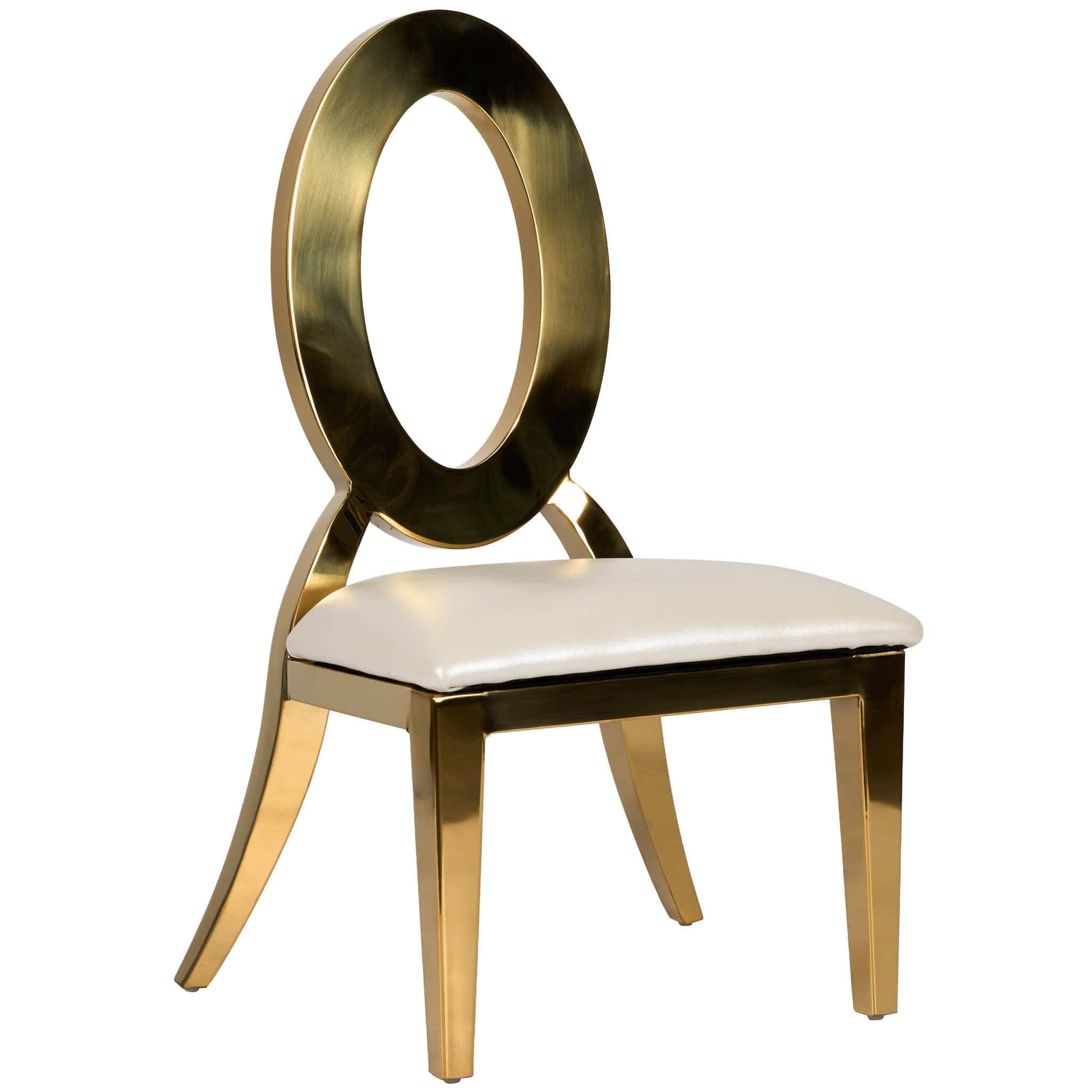Chivari Kids Gold Frame Stainless Steel O Chair with White Vinyl Cushion COSSG-KID-AX-T