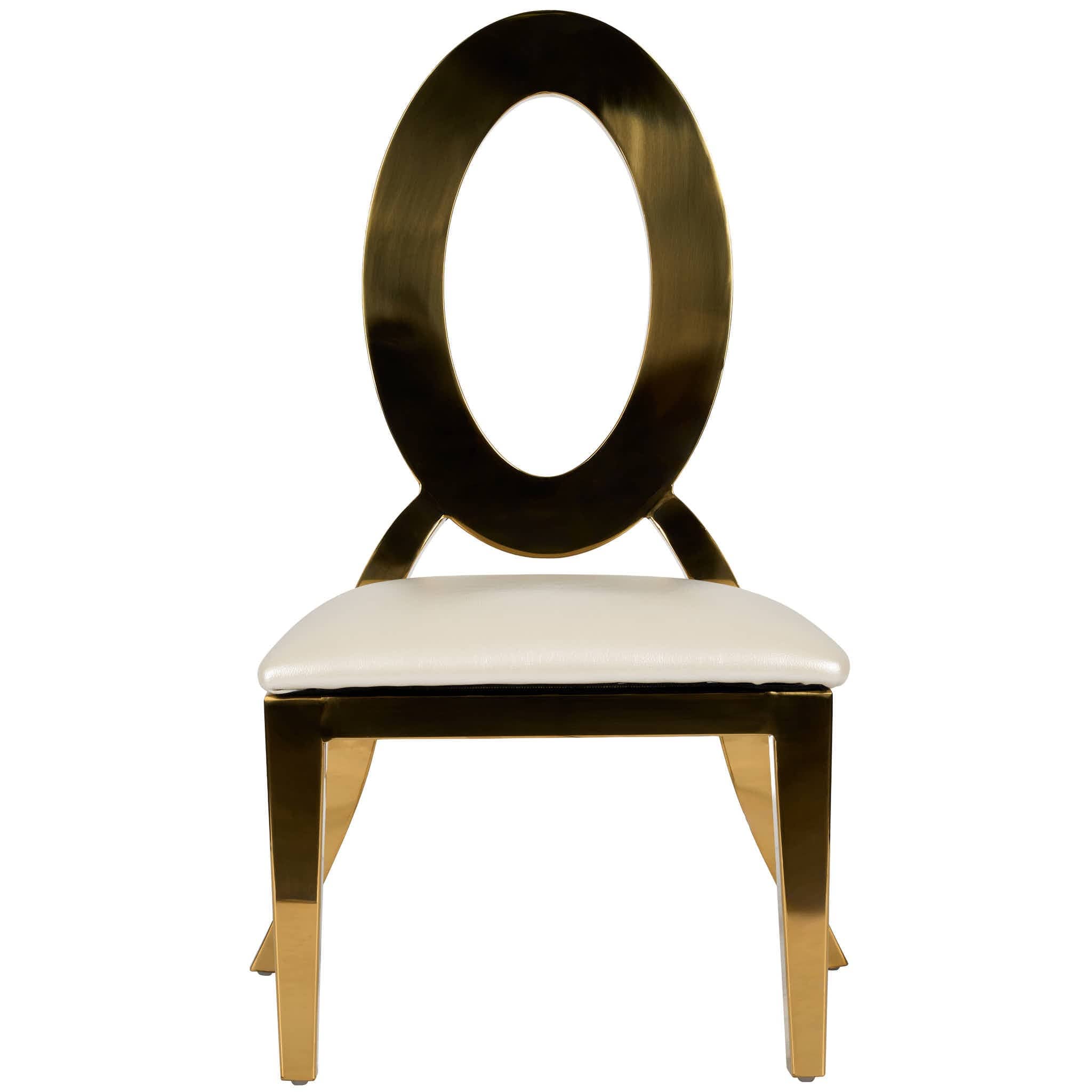 Chivari Kids Gold Frame Stainless Steel O Chair with White Vinyl Cushion COSSG-KID-AX-T
