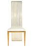 Chivari Gold Stainless Steel High Back Chair, Gold Frame, White Vinyl Seat CHBSSG-AX-T