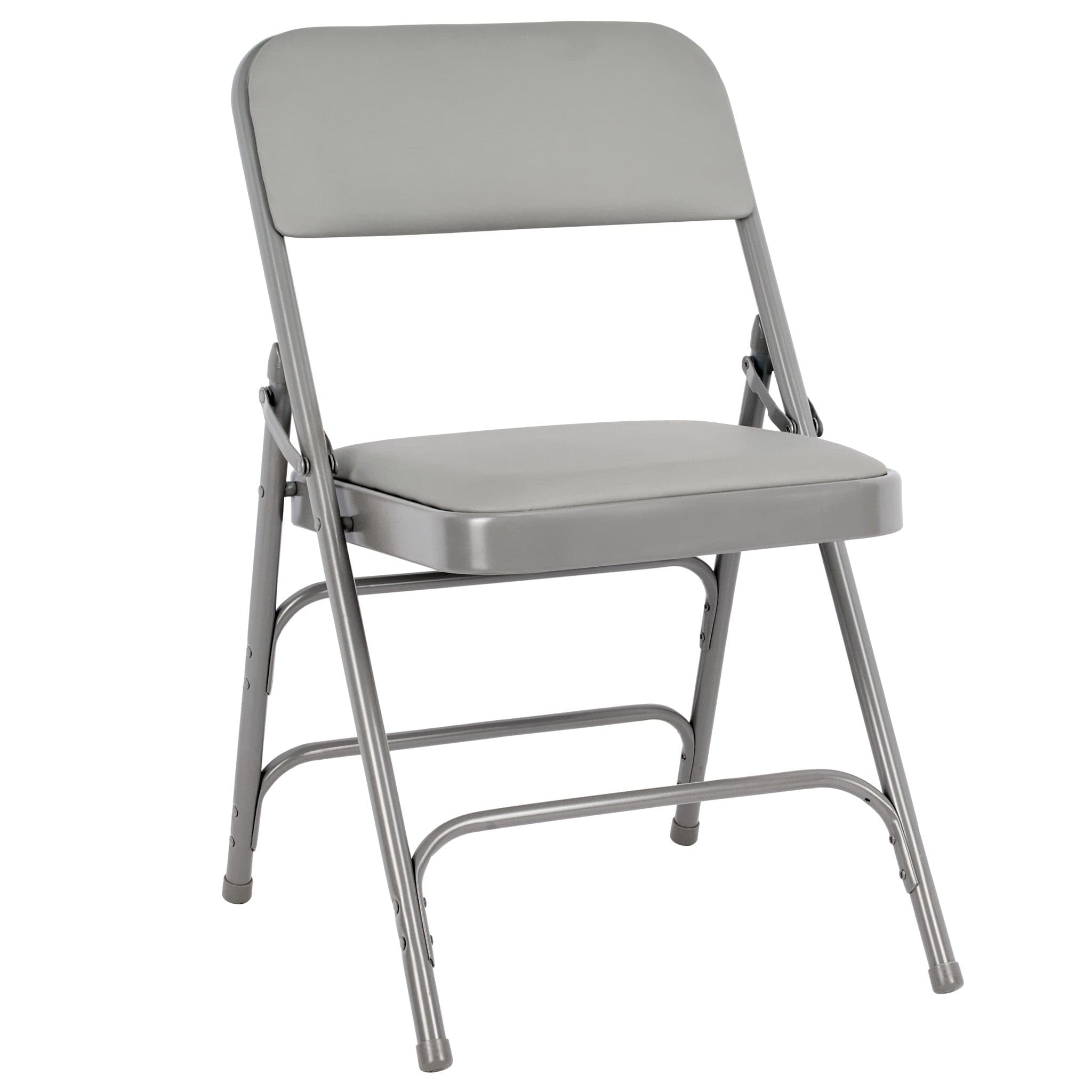 Chivari Gray Metal Folding Chair with Gray Vinyl Cushion CFMVGR1-CX-T
