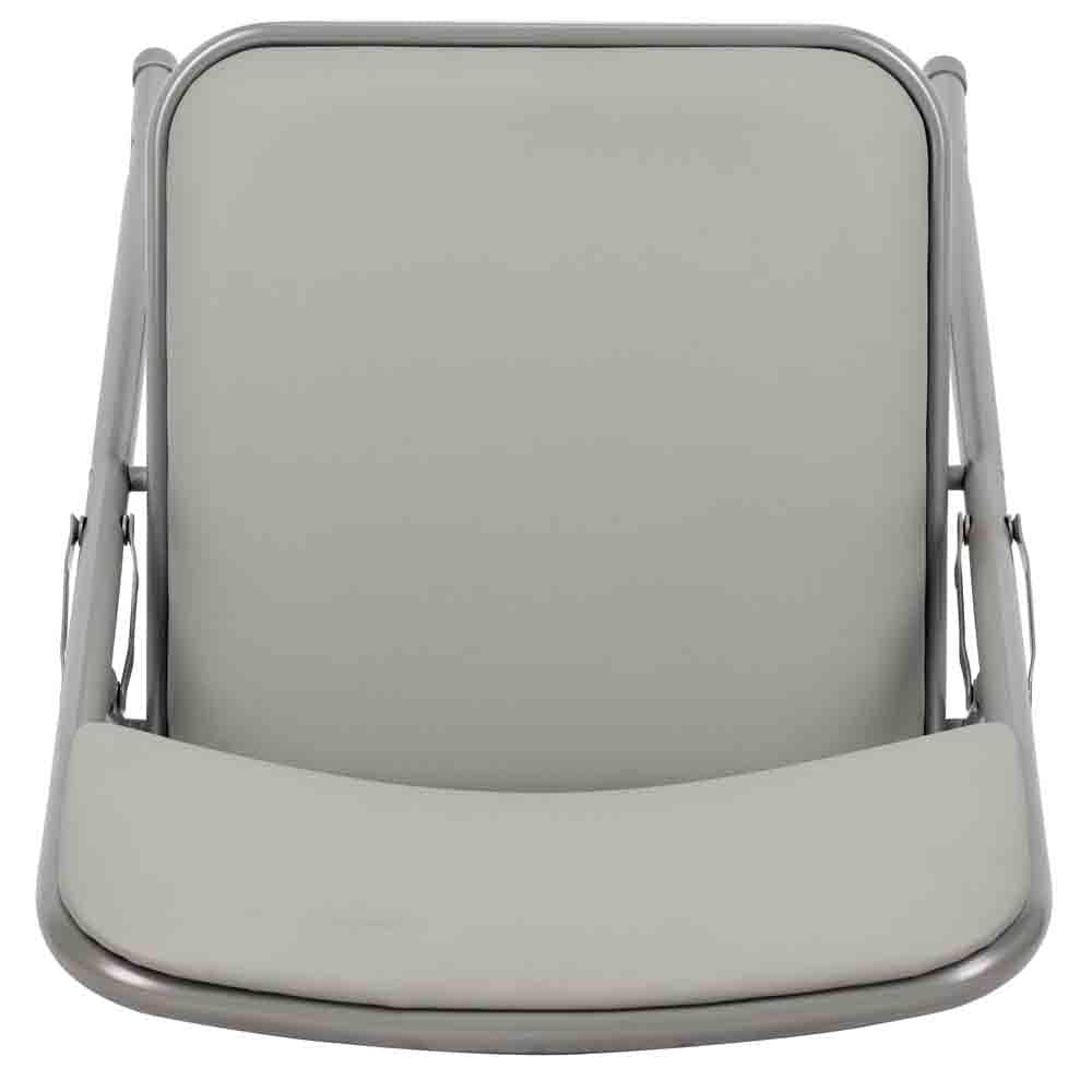 Chivari Gray Metal Folding Chair with Gray Vinyl Cushion CFMVGR1-CX-T