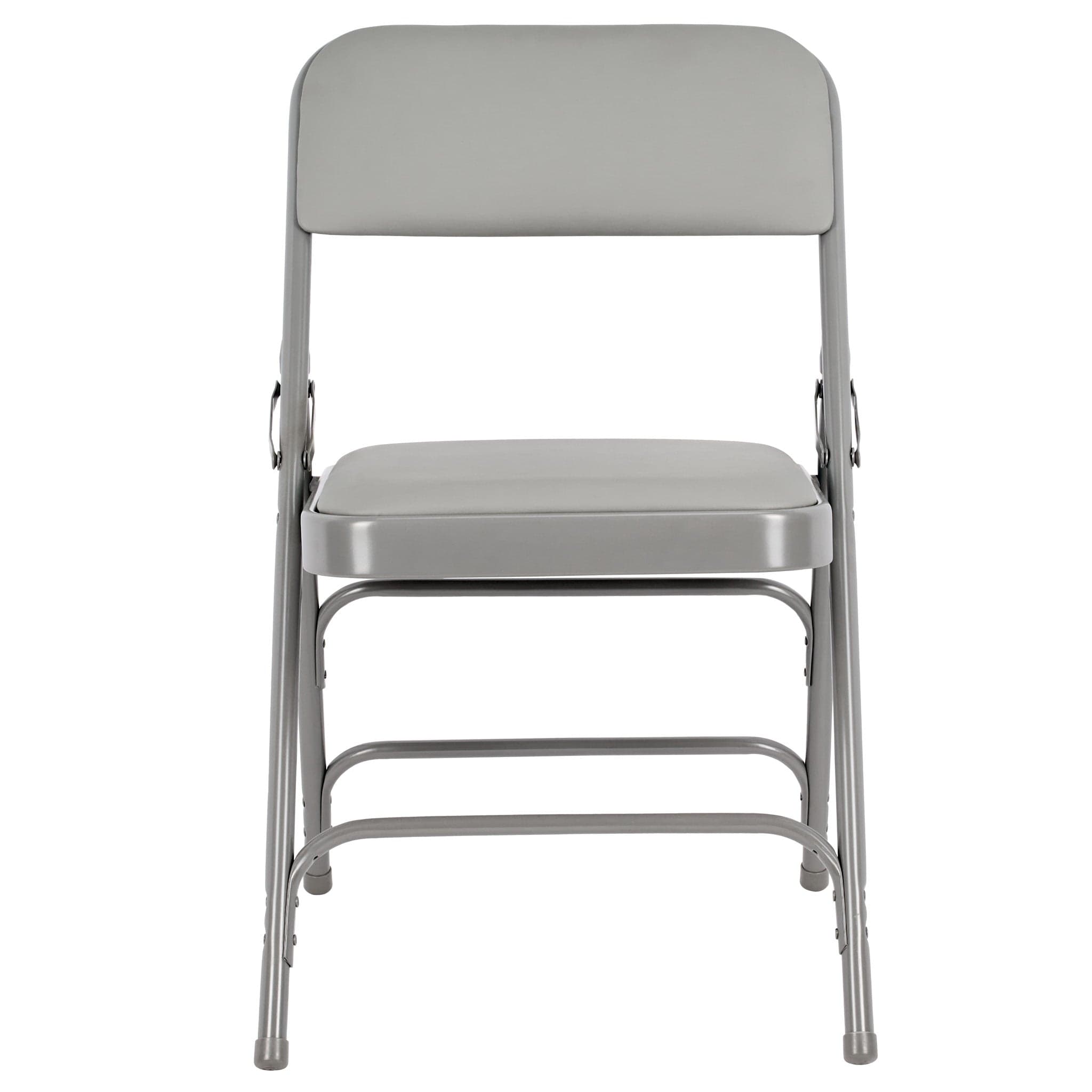 Chivari Gray Metal Folding Chair with Gray Vinyl Cushion CFMVGR1-CX-T